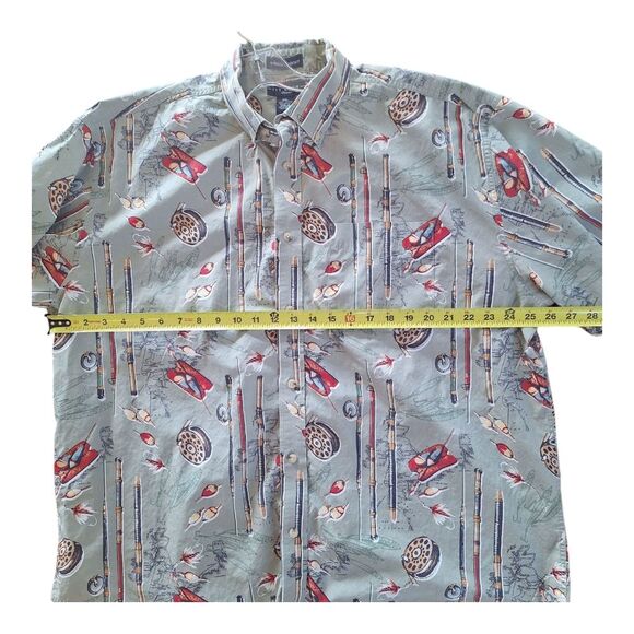 Ivy Crew Fish Theme Button Down 100% Cotton Men’s XXL Classic Short Sleeve Cabin - Picture 6 of 9